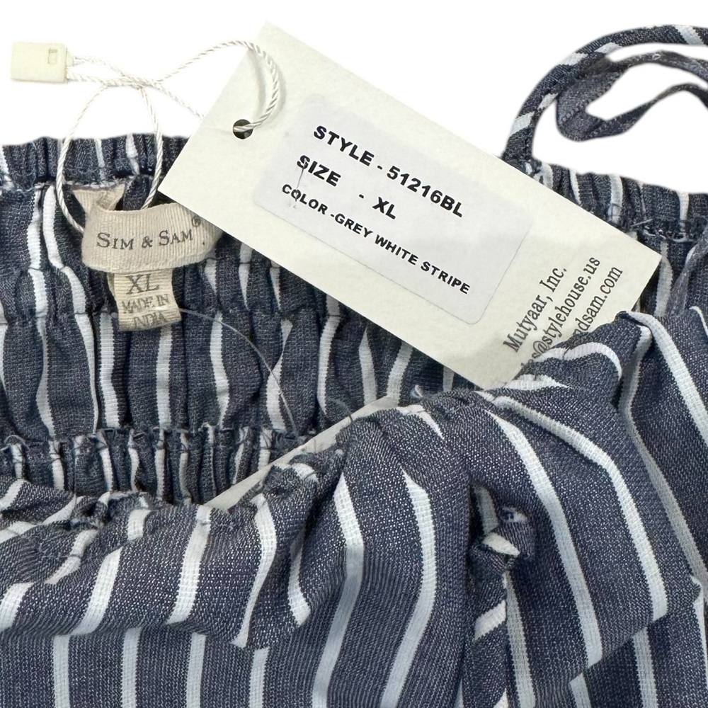 SIM & SAM Striped 100% Cotton Peplum Top NWT XL - Picture 4 of 4
